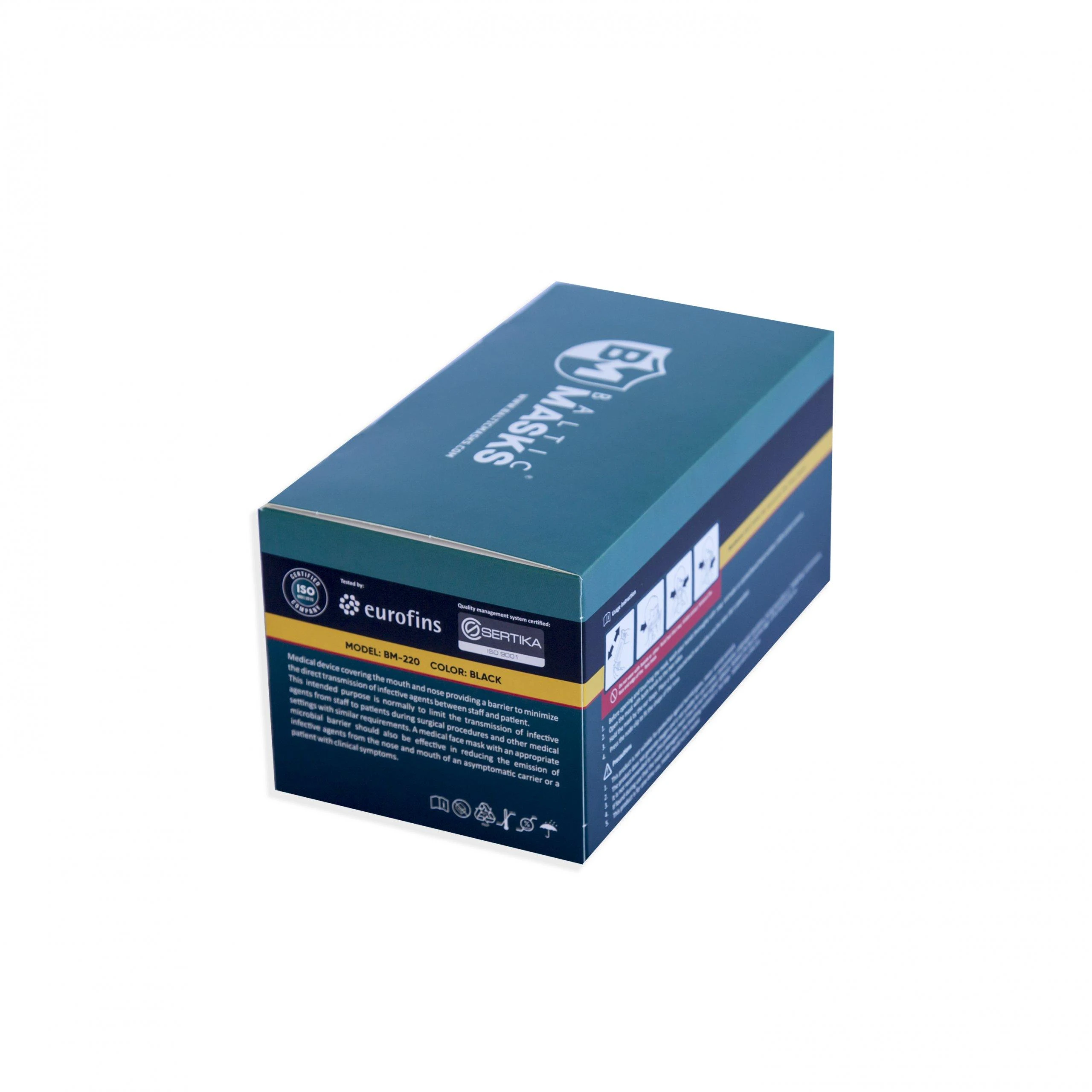 Baltic Masks Vienkartinės medicininės juodos kaukės (3 sl. 40vnt.) BM-220 BK