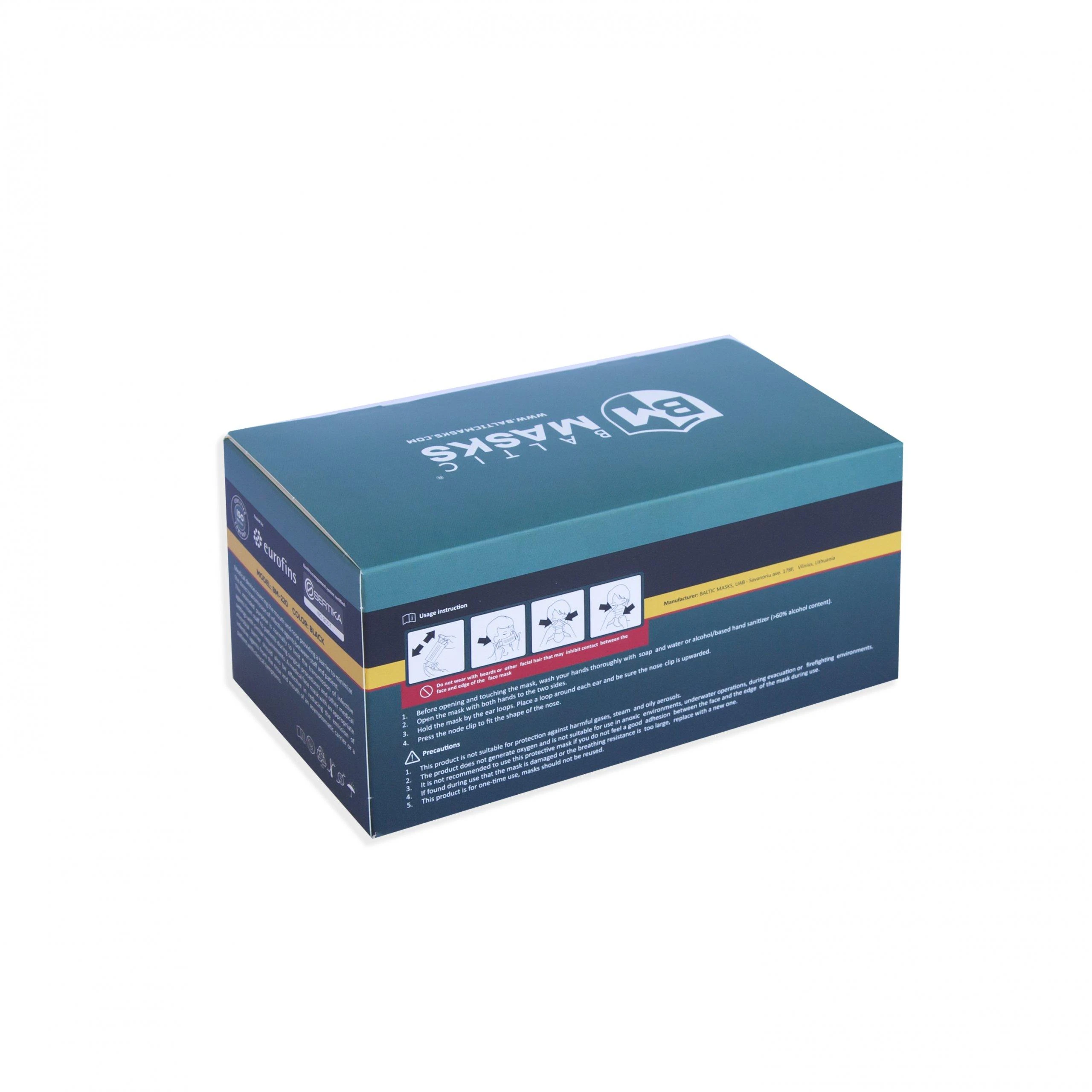 Baltic Masks Vienkartinės medicininės juodos kaukės (3 sl. 40vnt.) BM-220 BK