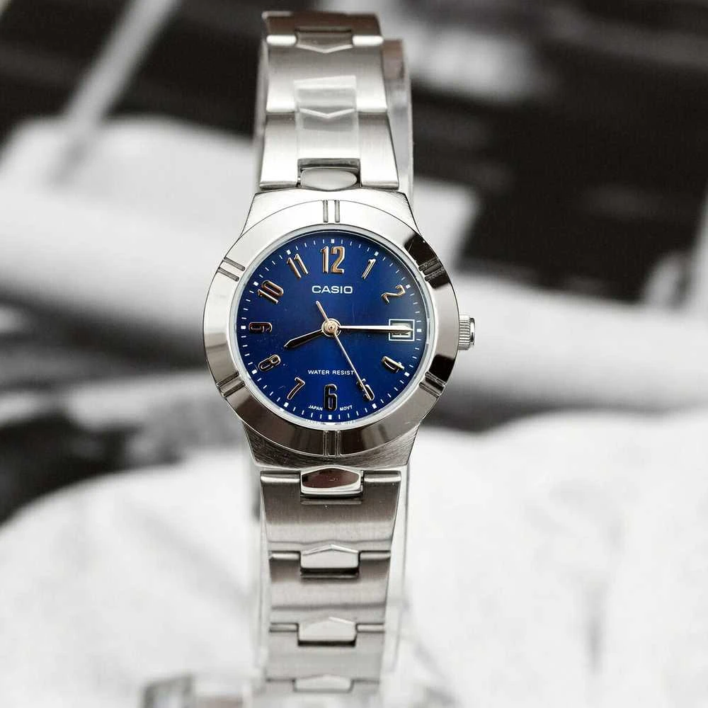 Moteriškas laikrodis Casio LTP-1241D-3A, su dėžute, Mėlynas ciferblatas