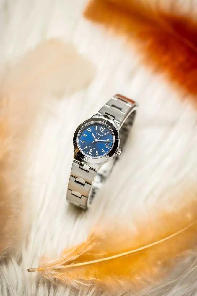 Moteriškas laikrodis Casio LTP-1241D-3A, su dėžute, Mėlynas ciferblatas