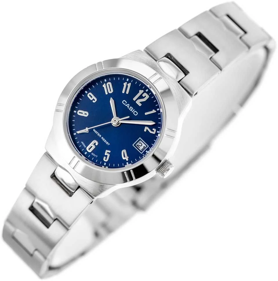 Moteriškas laikrodis Casio LTP-1241D-3A, su dėžute, Mėlynas ciferblatas