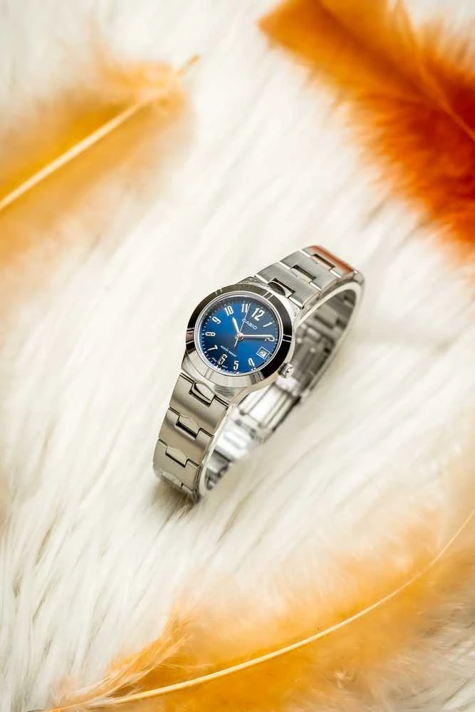 Moteriškas laikrodis Casio LTP-1241D-3A, su dėžute, Mėlynas ciferblatas
