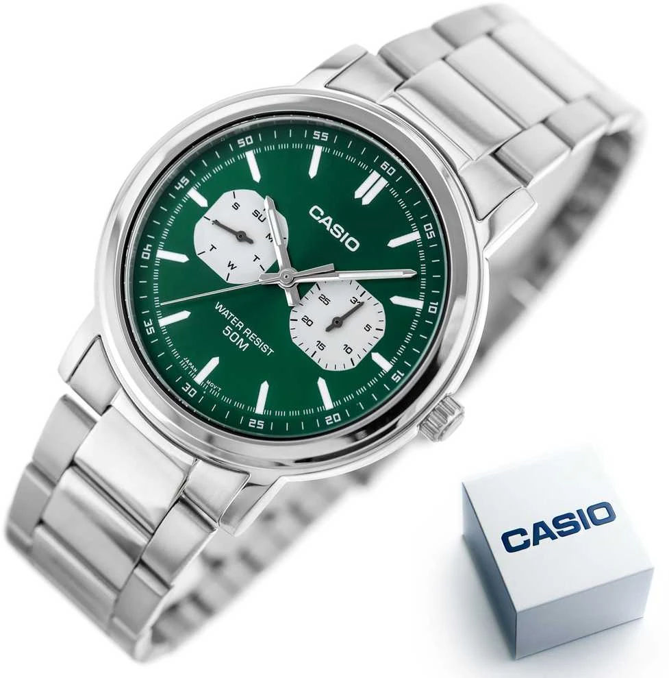 CASIO MTP-E335D-3E VYRIŠKAS LAIKRODIS (zd274c) + DĖŽUTĖ