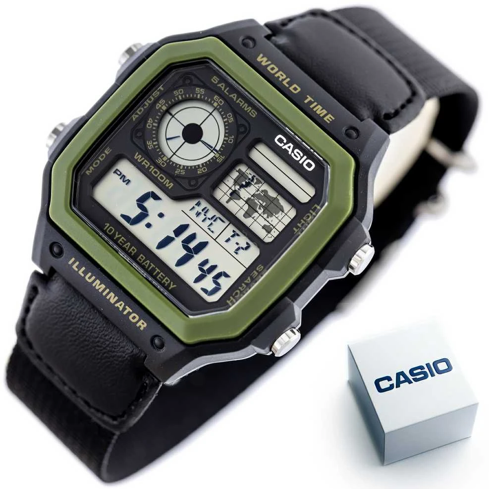 CASIO sportinis vyriškas laikrodis AE-1200WHB-1B + dėžutė (zd146d)