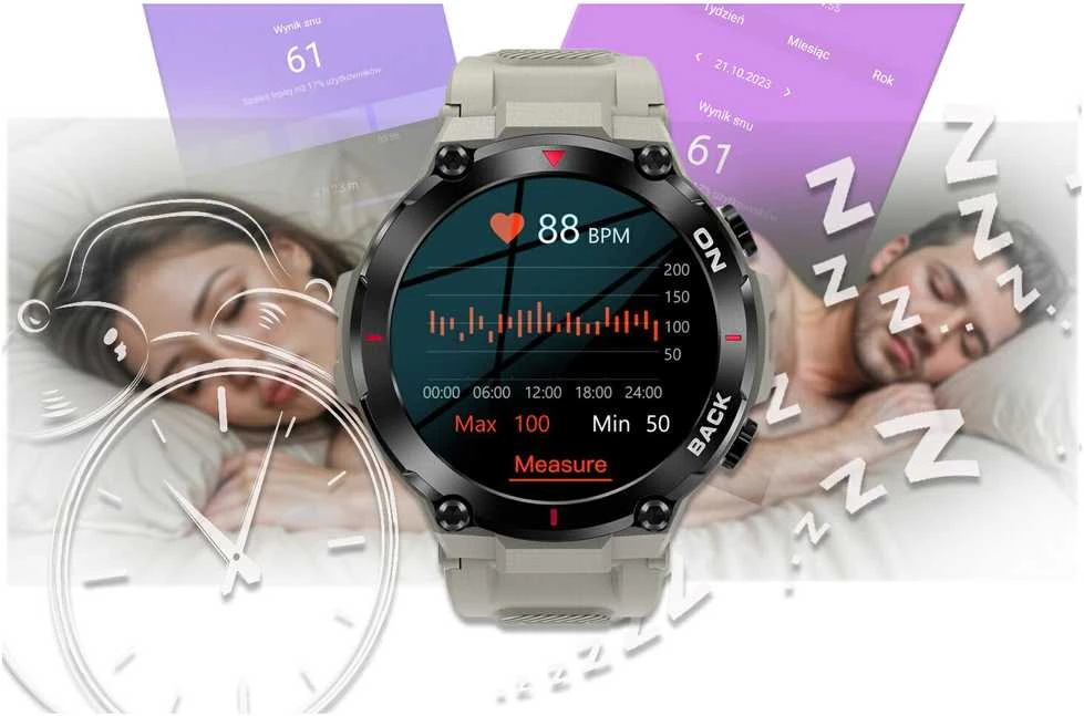 Išmanusis laikrodis Gravity GT8-4, juoda/pilka