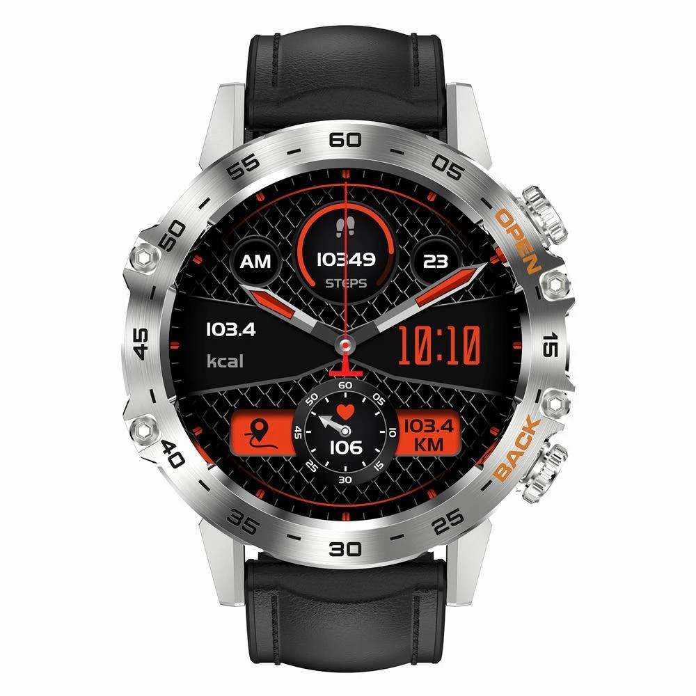 Išmanusis laikrodis Gravity GT9-6, Sidabro spalvos korpusas su juodos spalvos dirželiu