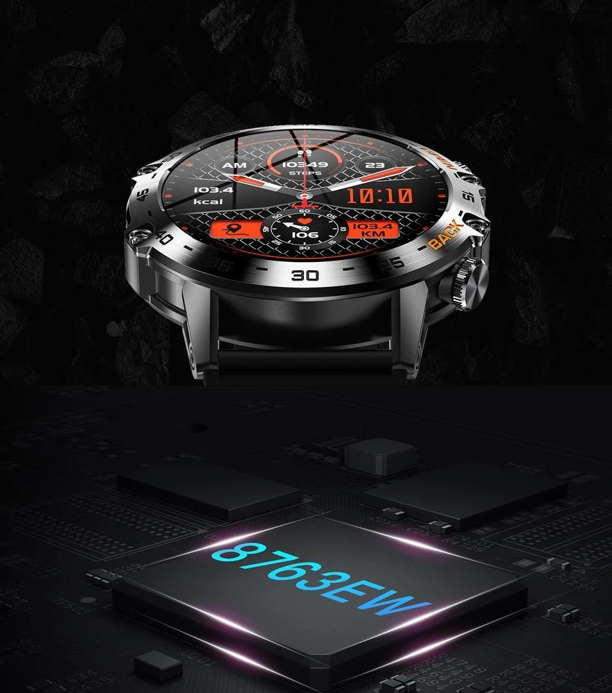 Išmanusis laikrodis Gravity GT9-7, Juodos spalvos korpusas su rudos spalvos dirželiu
