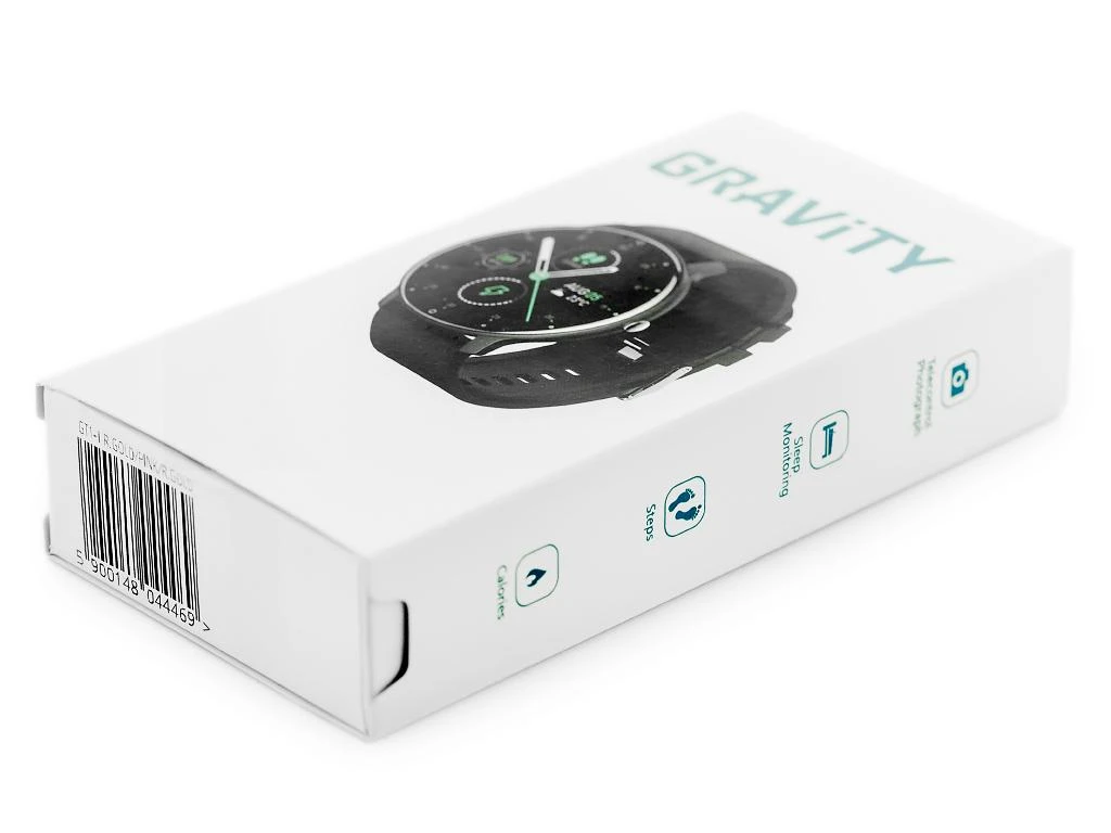 Išmanusis laikrodis Gravity GT1-2, Rožinės spalvos korpusas su juodos spalvos dirželiu