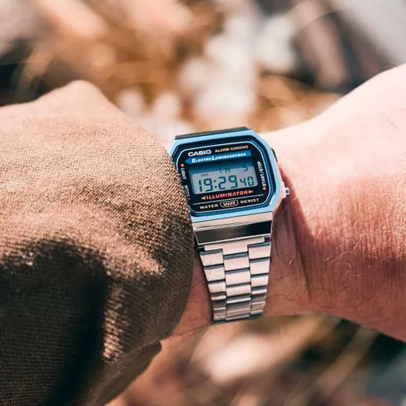 UNISEX CASIO A168WA-1W LAIKRODIS – VINTAGE + DĖŽUTĖ