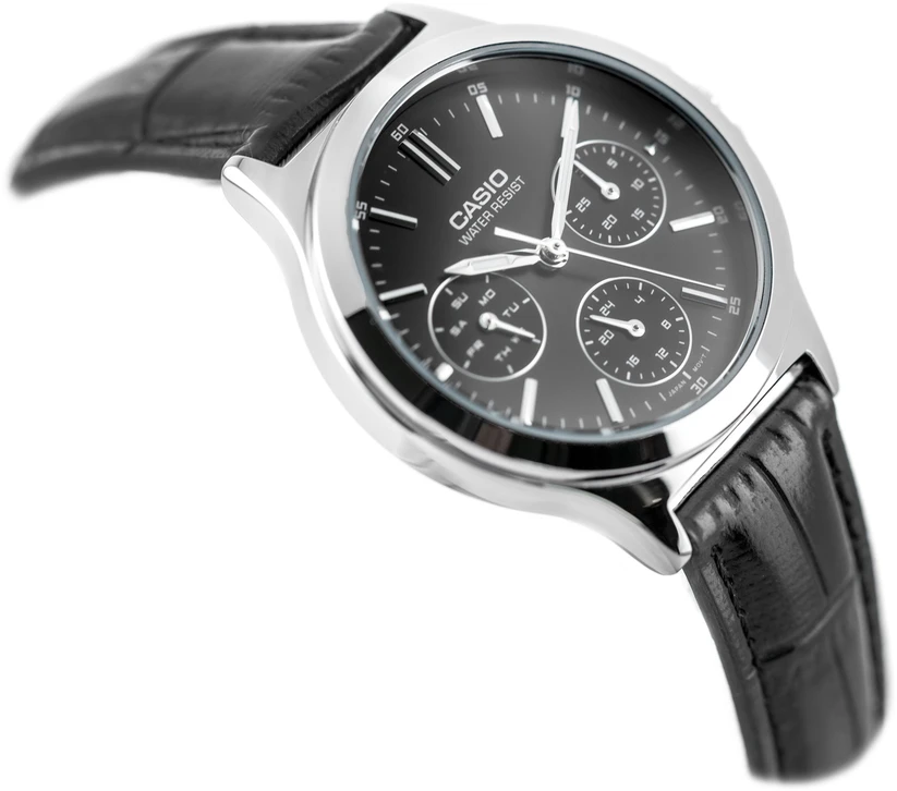 Casio laikrodis LTP-V300L-1A moterims, juodas ciferblatas, sidabrinė korpusas