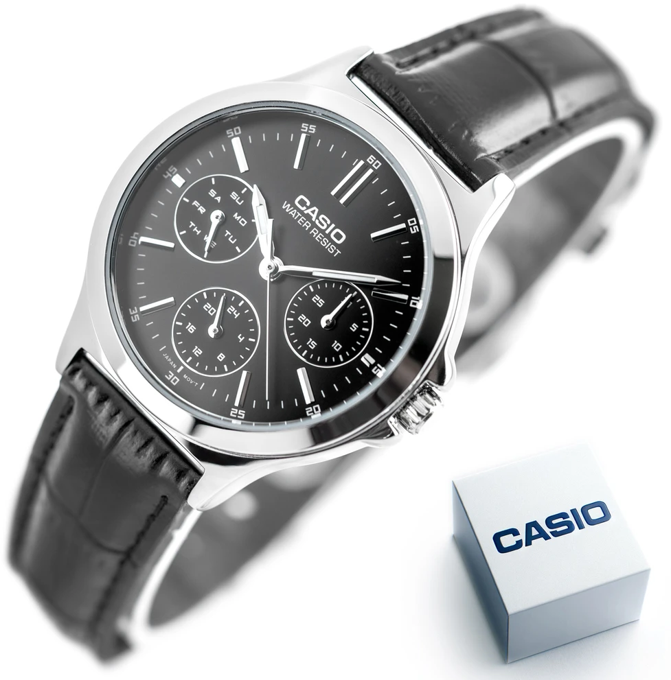Casio laikrodis LTP-V300L-1A moterims, juodas ciferblatas, sidabrinė korpusas