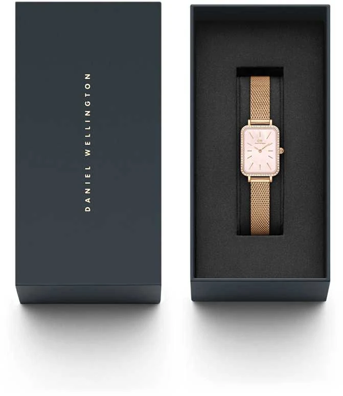 Moteriškas laikrodis DANIEL WELLINGTON Quadro Lumine Bezel Melrose Rožinė DW00100669 + BOX (zw519j)