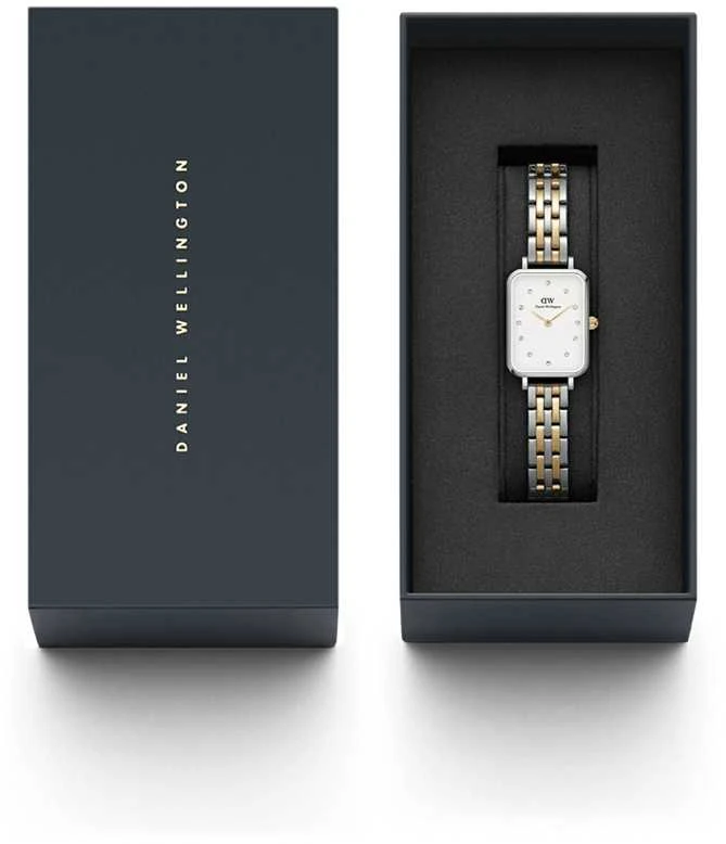 Moteriškas laikrodis DANIEL WELLINGTON Quadro Lumine 5 jungčių dviejų tonų 20 mm DW00100625 + BOX (zw519f)