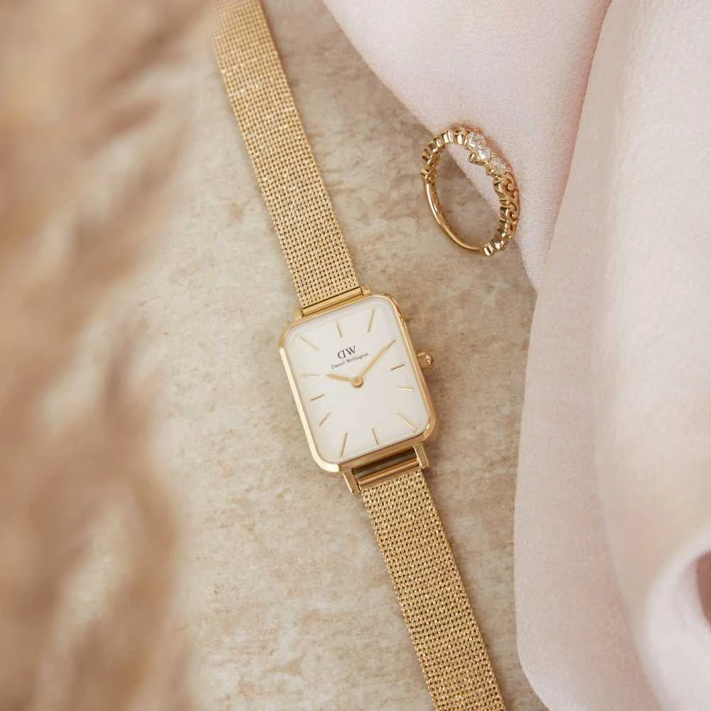 Moteriškas laikrodis DANIEL WELLINGTON Quadro Pressed Evergold 20mm DW00100556 + BOX (zw520a)