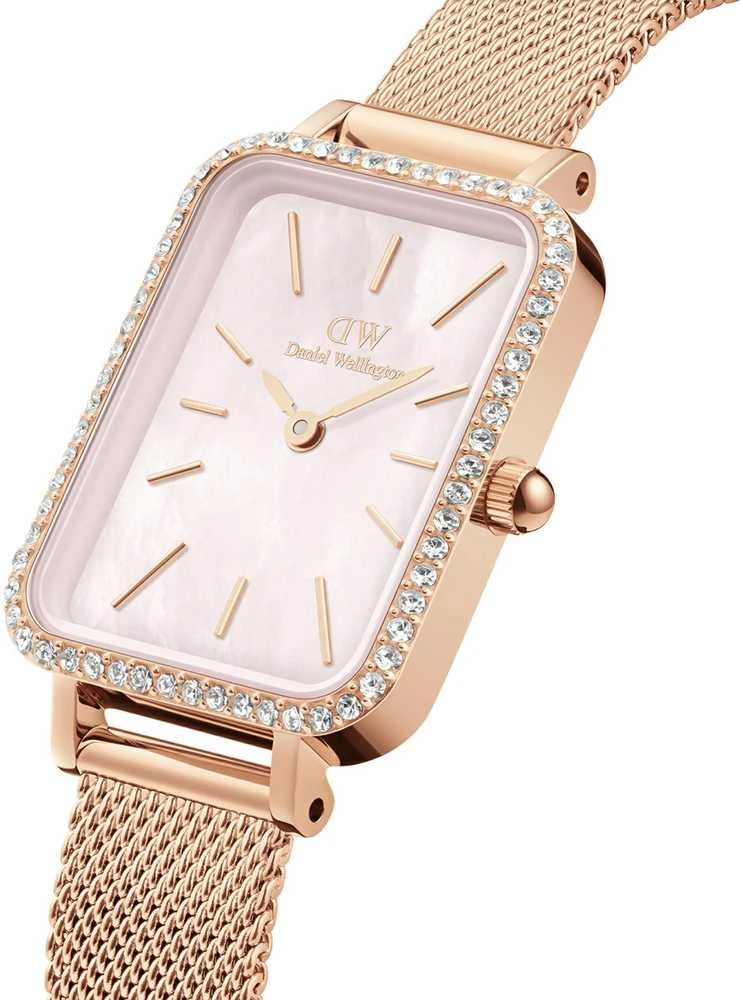 Moteriškas laikrodis DANIEL WELLINGTON Quadro Lumine Bezel Melrose Rožinė DW00100669 + BOX (zw519j)