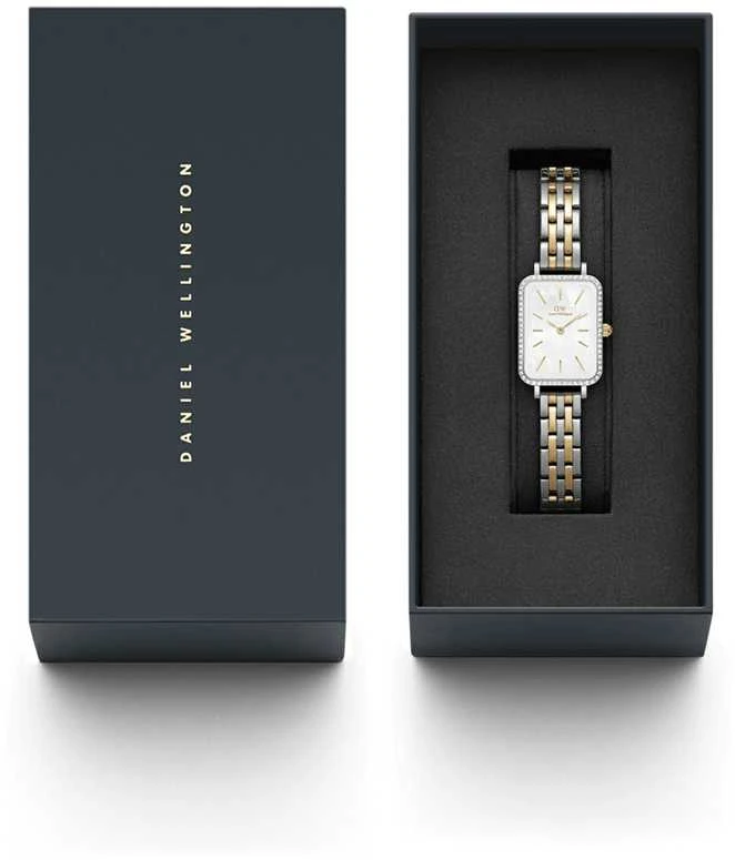 Moteriškas laikrodis DANIEL WELLINGTON Quadro Lumine Bezel 5-Link Two-Tone DW00100671 + BOX (zw519g)