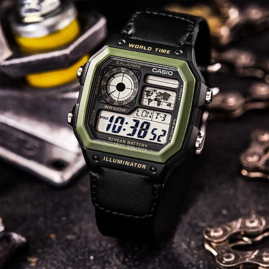 CASIO sportinis vyriškas laikrodis AE-1200WHB-1B + dėžutė (zd146d)
