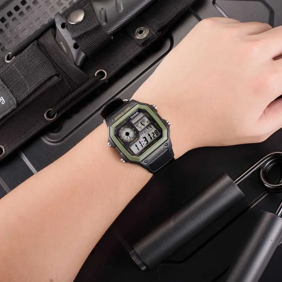CASIO sportinis vyriškas laikrodis AE-1200WHB-1B + dėžutė (zd146d)