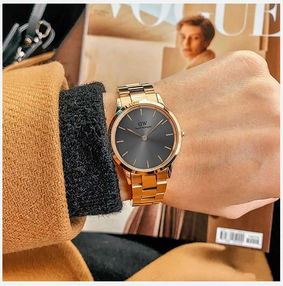 DANIEL WELLINGTON Iconic Link pilkas vyriškas laikrodis DW00100332 (zw003a)