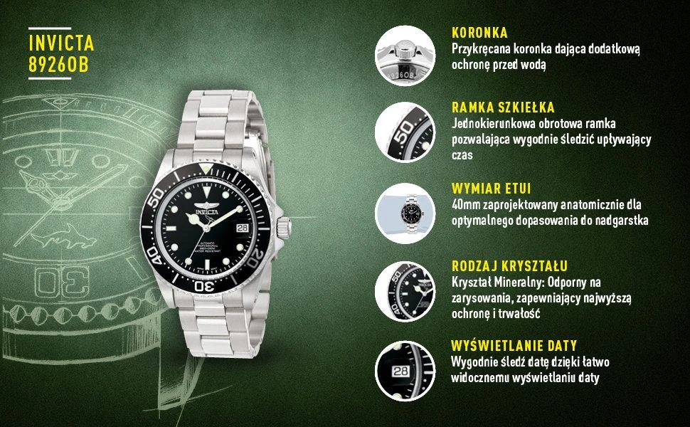 INVICTA PRO DIVER 8926OB VYRIŠKAS LAIKRODIS - AUTOMATINIS WR200, 40mm vokas (zv001c)
