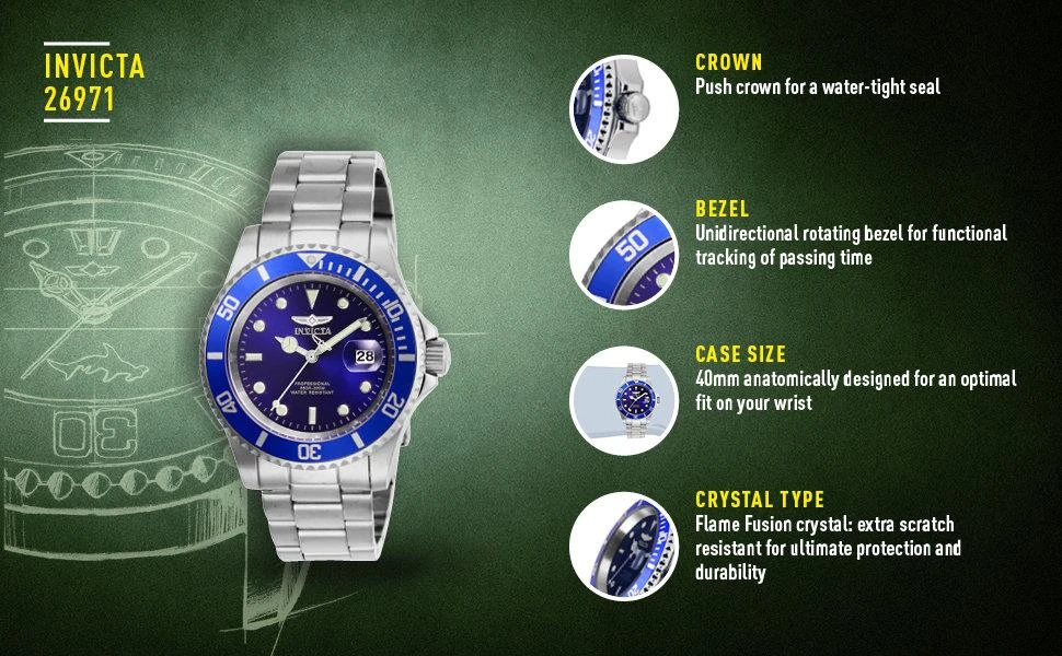 Vyriškas laikrodis INVICTA PRO DIVER 26971 - WODOSZCZELNOŚĆ 200m, koperta 40mm