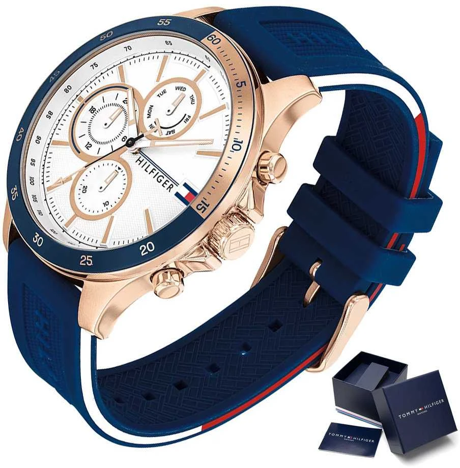 TOMMY HILFIGER VYRIŠKAS LAIKRODIS Bank 1791778 (zf064a) + DĖŽUTĖ