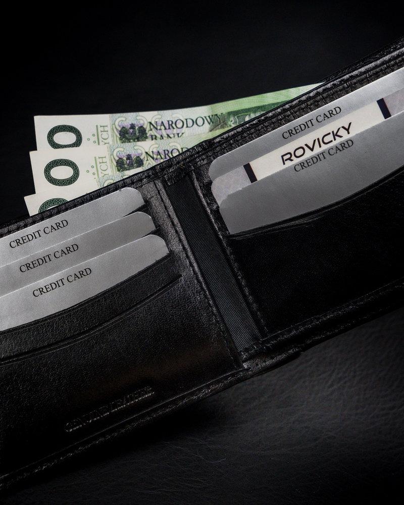 Vyriška piniginė iš natūralios grūdėtos odos su nuimamu kortelių laikikliu - Rovicky