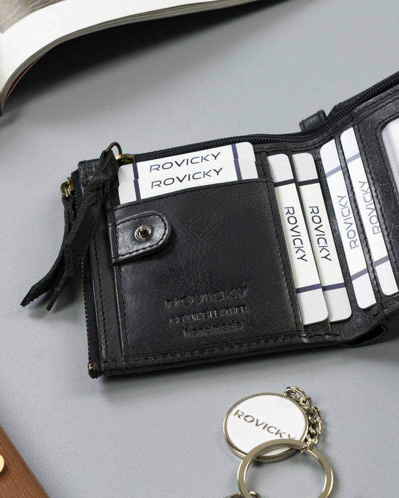 Didelė retro stiliaus piniginė su dviem monetų kišenėmis — Rovicky