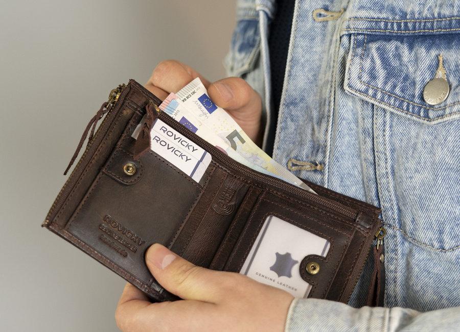 Didelė retro stiliaus piniginė su dviem monetų kišenėmis — Rovicky