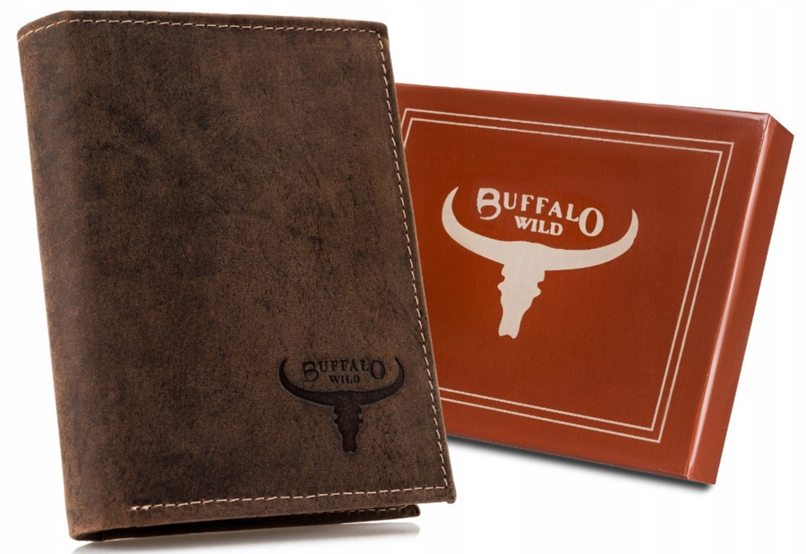 Portfel męski na karty i dokumenty su nubukowej skóry - Buffalo Wild