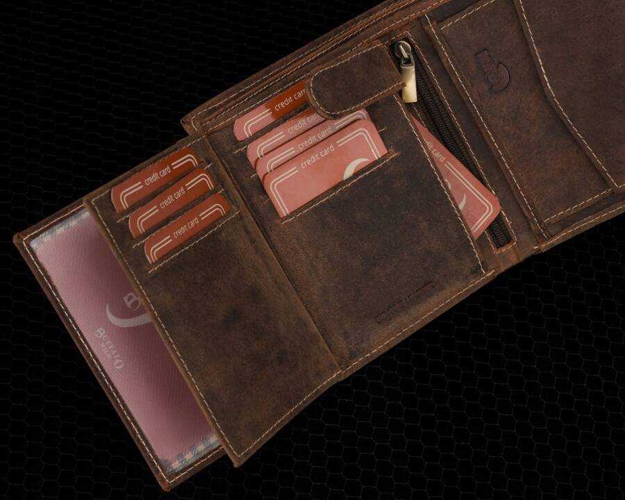 Portfel męski na karty i dokumenty su nubukowej skóry - Buffalo Wild