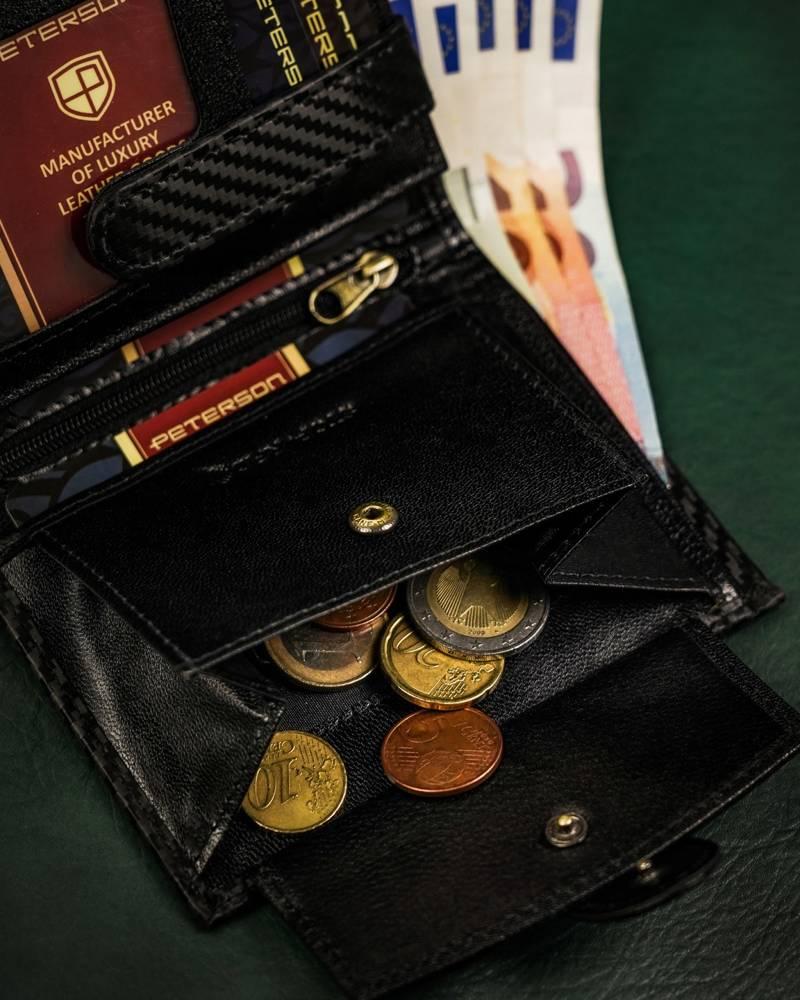 Odinė vyriška piniginė vertikalioje padėtyje su užtrauktuku - Peterson