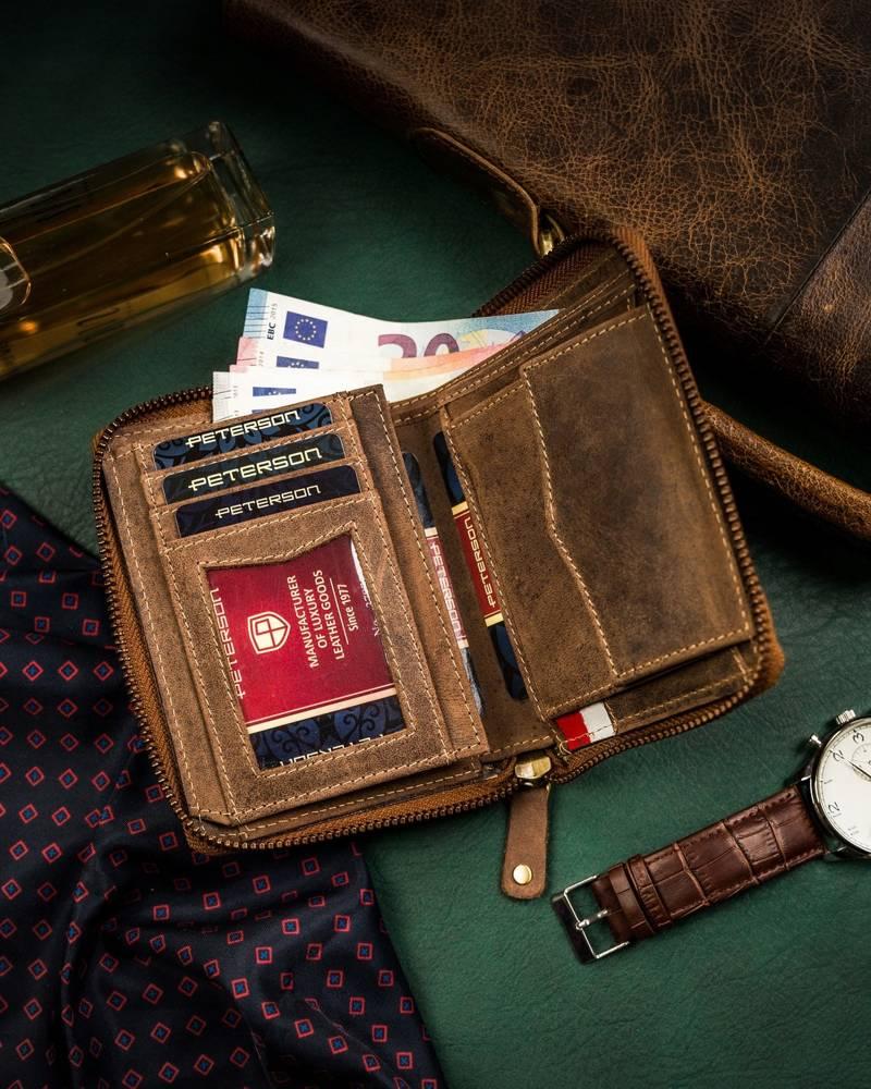 Didelė, odinė vyriška piniginė su RFID sistema – Peterson