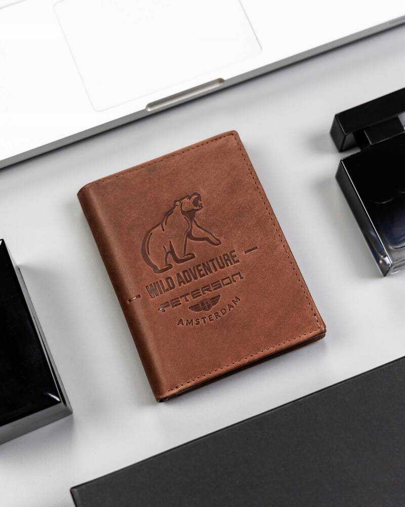 Skórzany portfel męski Peterson PTN N4-BE-BEAR