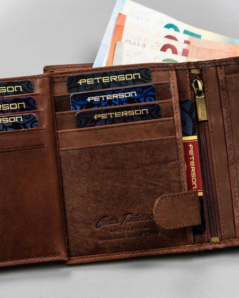 Skórzany portfel męski Peterson PTN N4-BE-BEAR