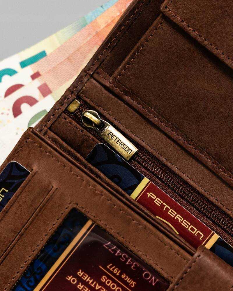 Skórzany portfel męski Peterson PTN N4-BE-BEAR