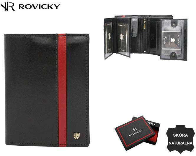 Rovicky Portfel męski skórzany 22313-RVTP Juodas+Raudonas