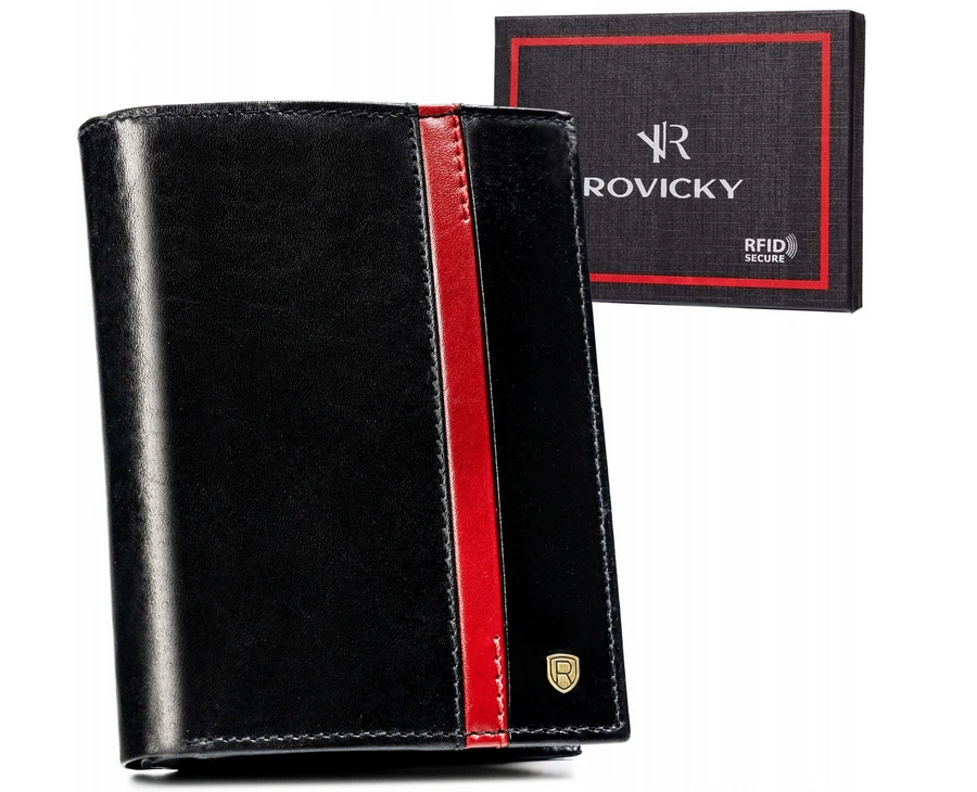 Rovicky Portfel męski skórzany 22314-RVTP Juodas+Raudonas