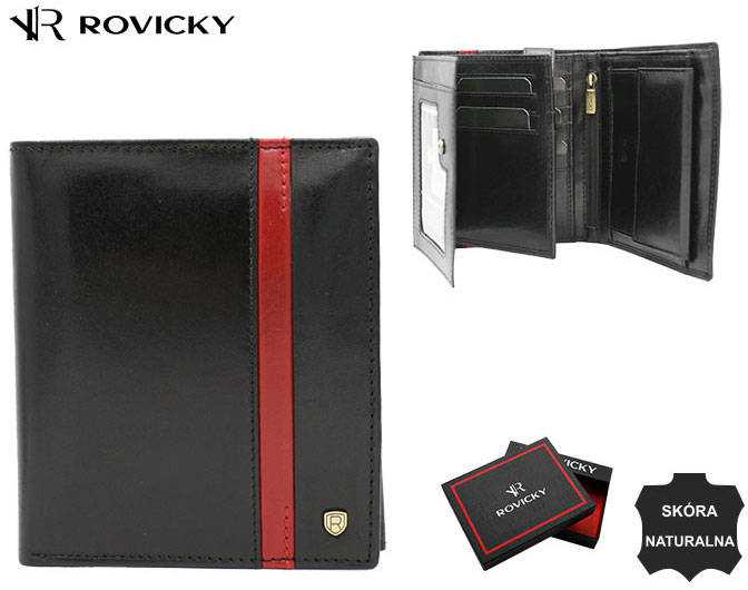 Rovicky Portfel męski skórzany 22316-RVTP Juodas+Raudonas