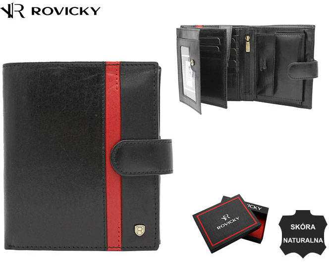 Rovicky Portfel męski skórzany 22316L-RVTP Juodas+Raudonas