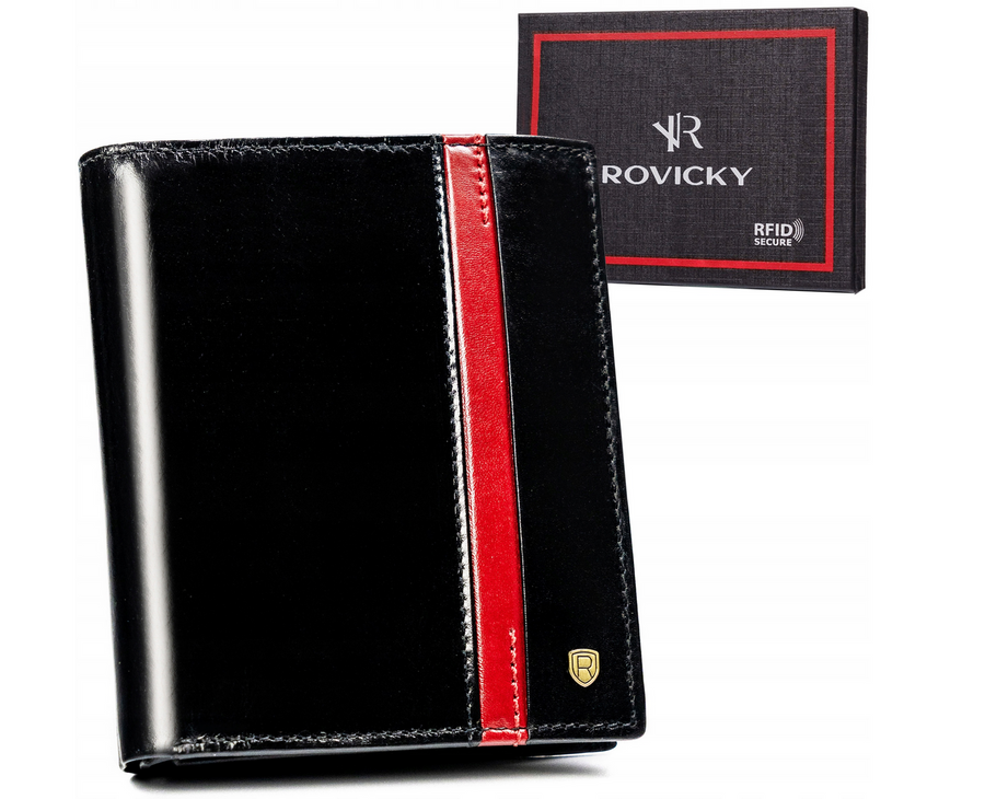 Rovicky Portfel męski skórzany 22317-RVTP Juodas+Raudonas