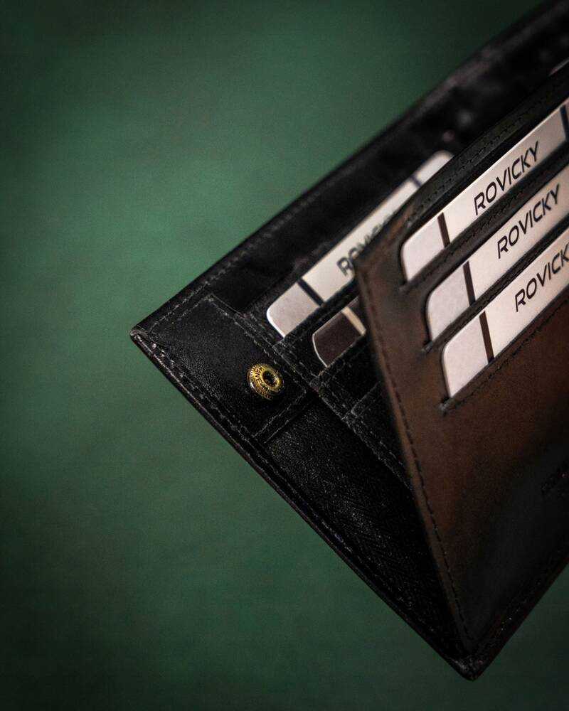 Skórzany portfel męski su systemem RFID - Rovicky