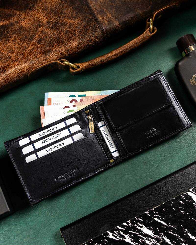 Skórzany portfel męski su systemem RFID - Rovicky