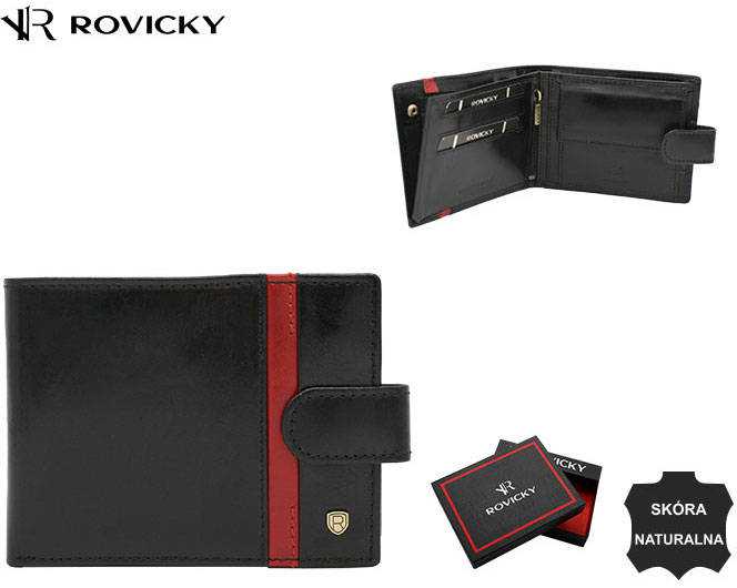 Rovicky Portfel męski skórzany 22319L-RVTP Juodas+Raudonas
