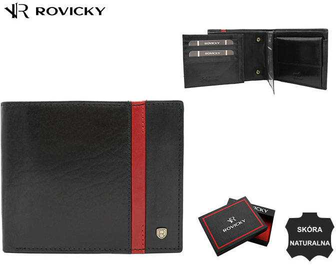 Rovicky Portfel męski skórzany 22321-RVTP Juodas+Raudonas