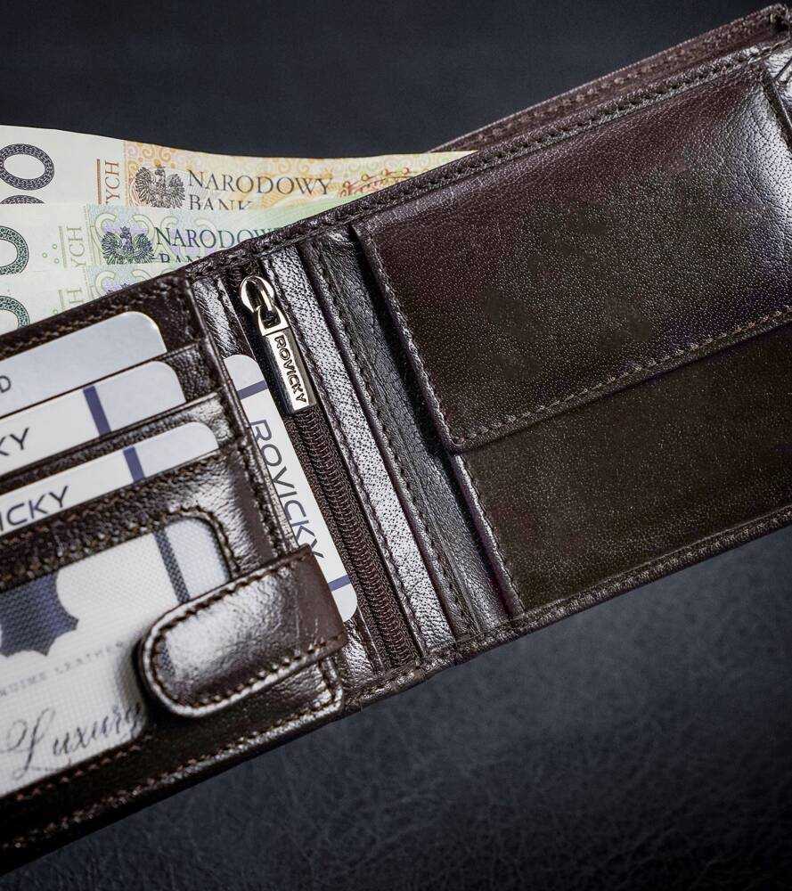 Vyriškas odinis piniginė Rovicky PC-103-BAR RFID
