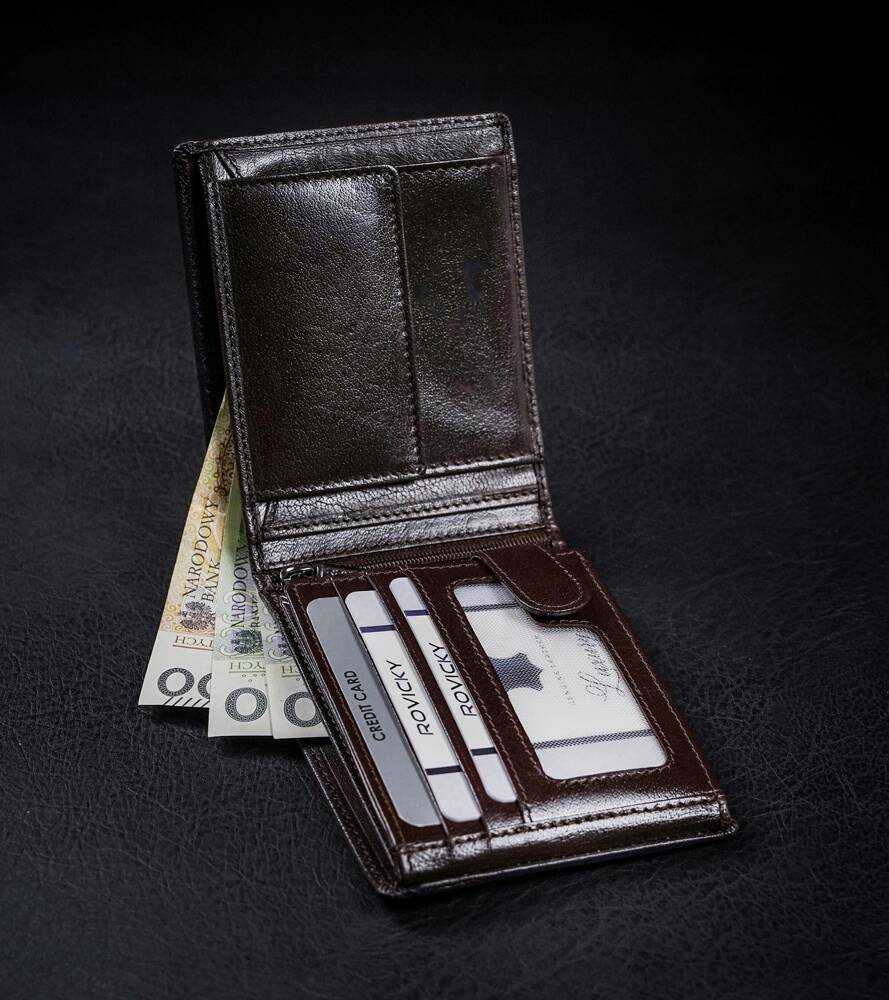 Skórzany męski portfel Rovicky PC-103-BAR RFID