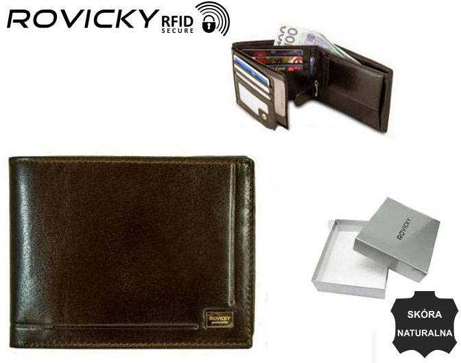 Skórzany męski portfel Rovicky PC-103-BAR RFID