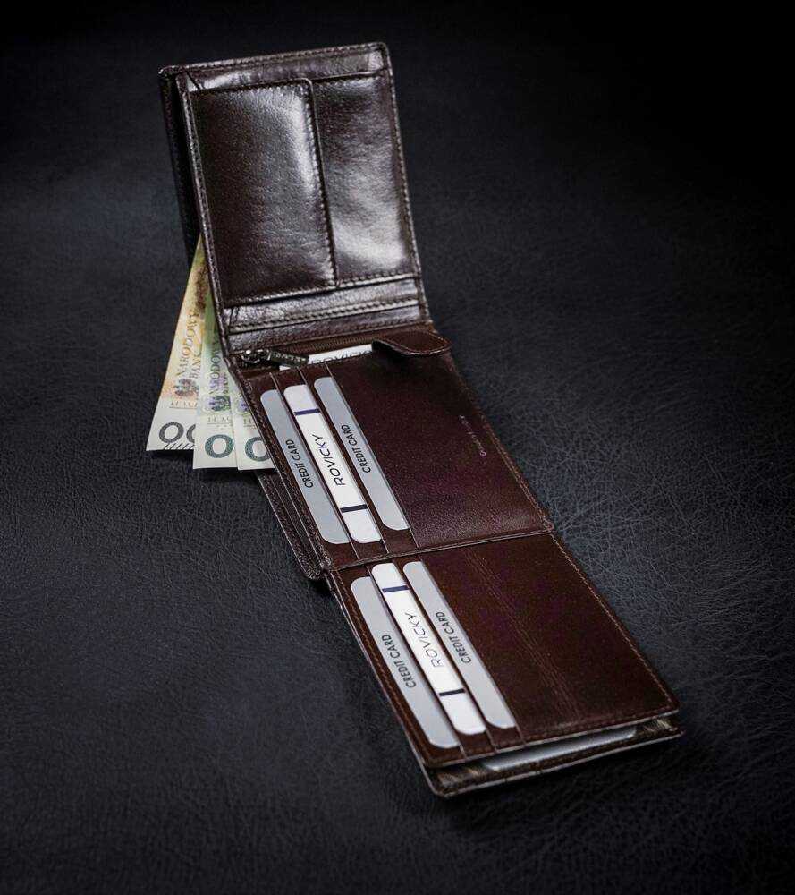 Vyriškas odinis piniginė Rovicky PC-103-BAR RFID
