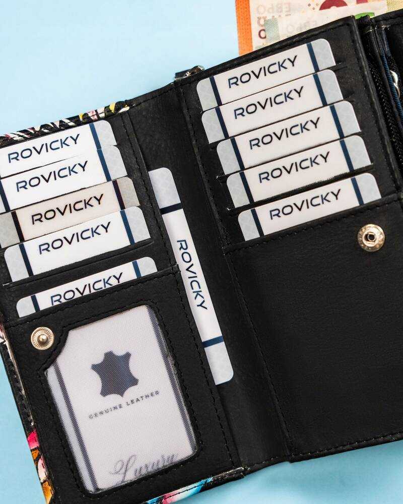 Moteriška piniginė su užsegimu iš natūralios odos - Rovicky